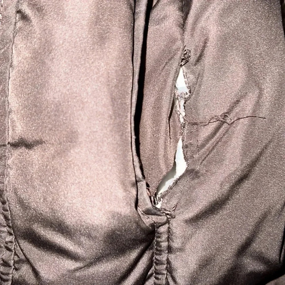 Coffee shop chocolate brown puffer down  jacket Sz L - Picture 8 of 16